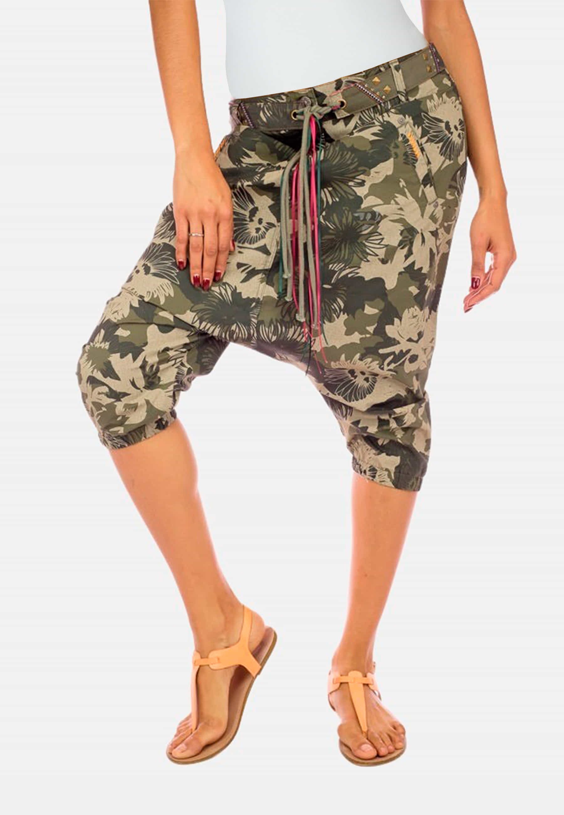 Pantalón pirata de Algodón superbaggy color camuflaje para Mujer