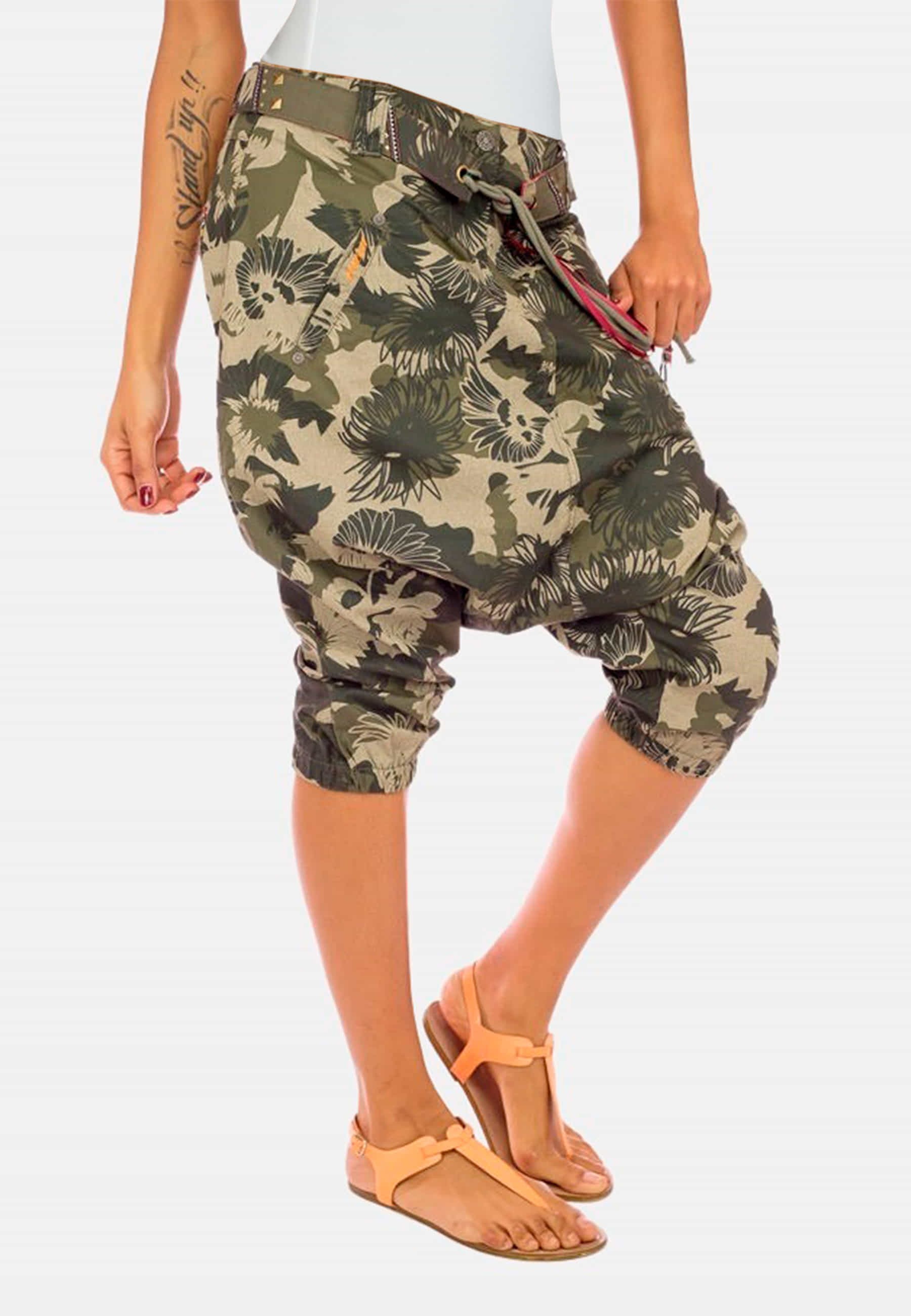 Pantalón pirata de Algodón superbaggy color camuflaje para Mujer 2