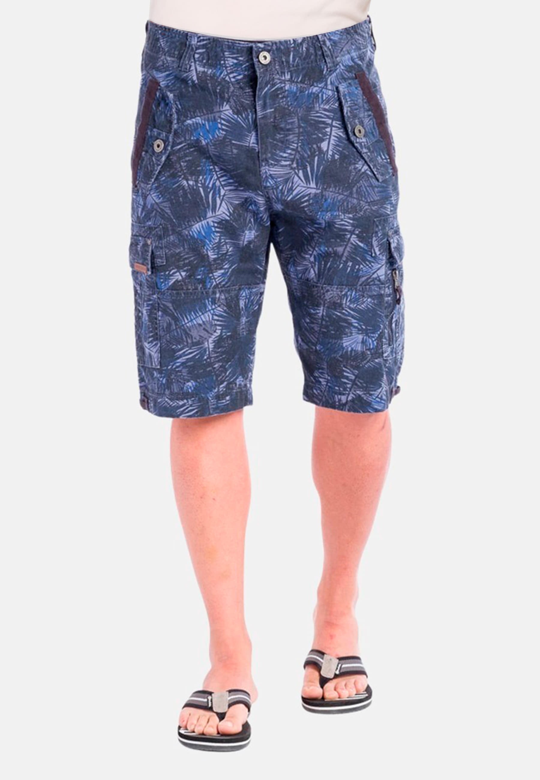 Pantalón corto Bermuda cargo estampada de Algodón color Azul para Hombre