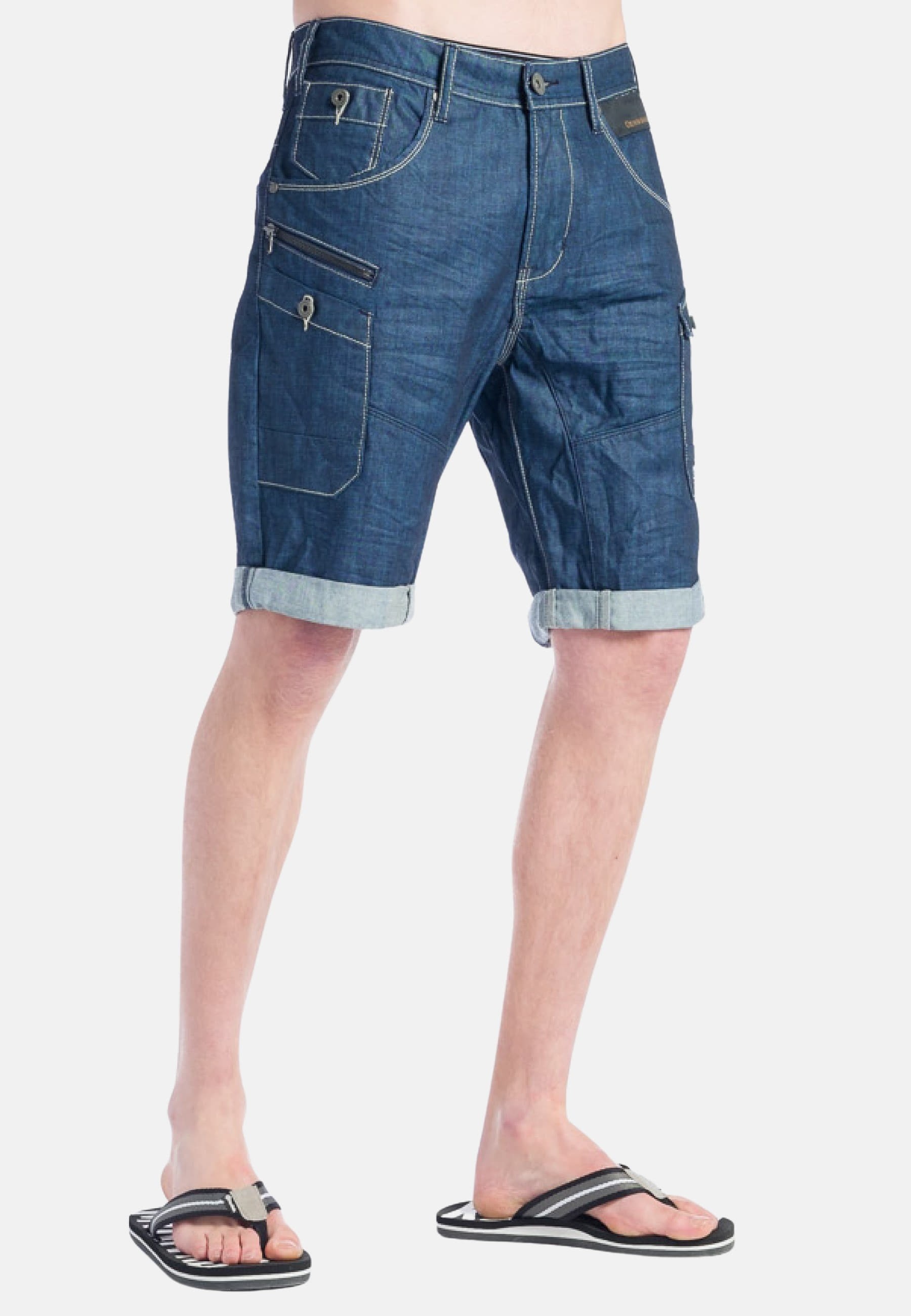 Pantalón corto Bermuda denim bolsillos de Algodón color Azul oscuro para Hombre 1
