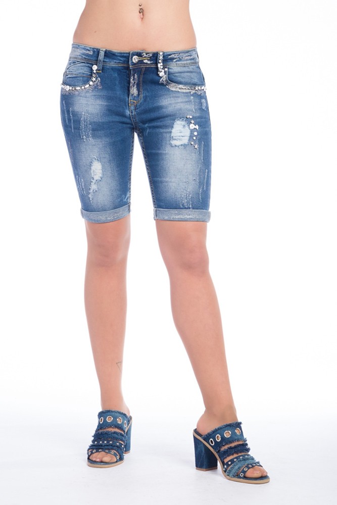 Bermuda denim abalorios