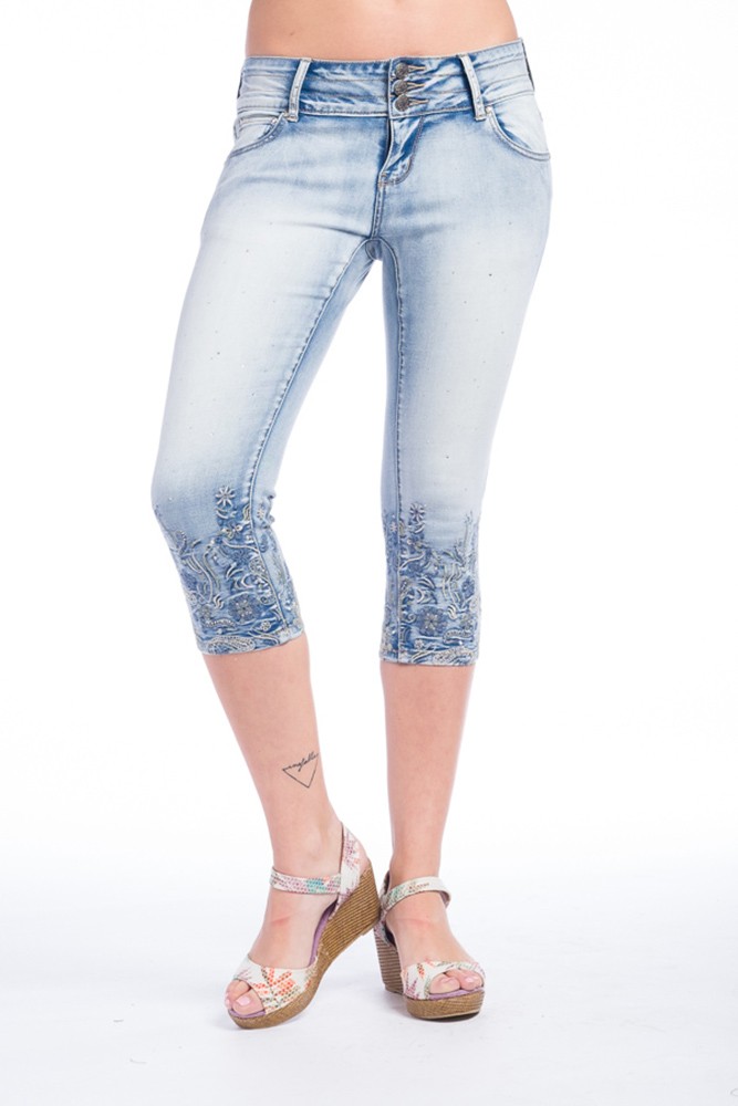 Pantalon denim pirata shiny
