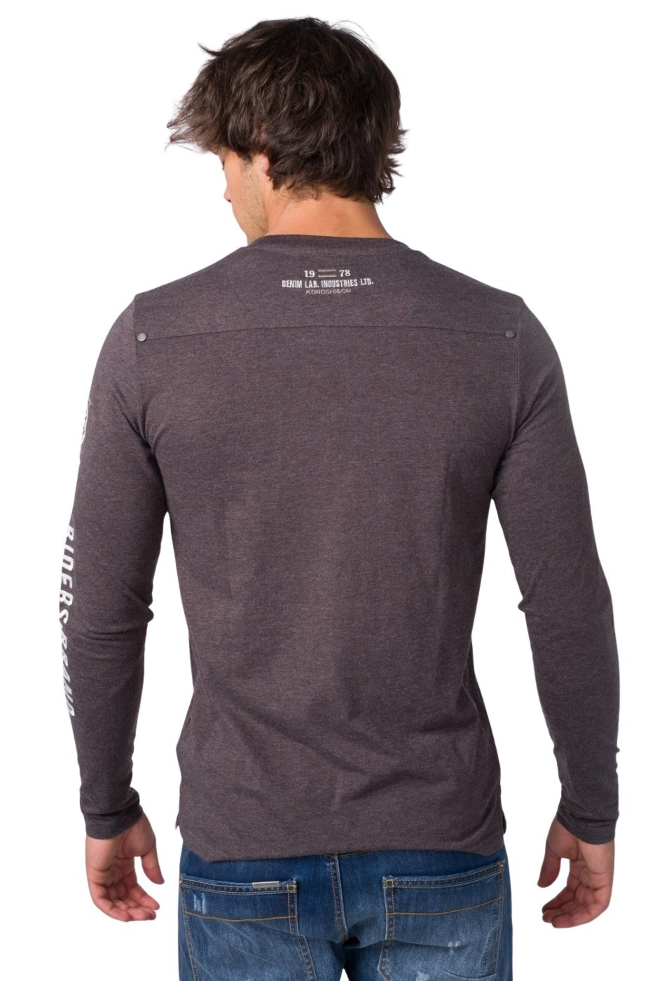 Camiseta letras bordadas de manga larga para Hombre 3