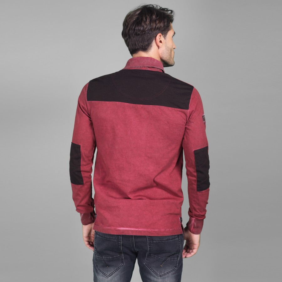 Polo dirty wash manga larga 3