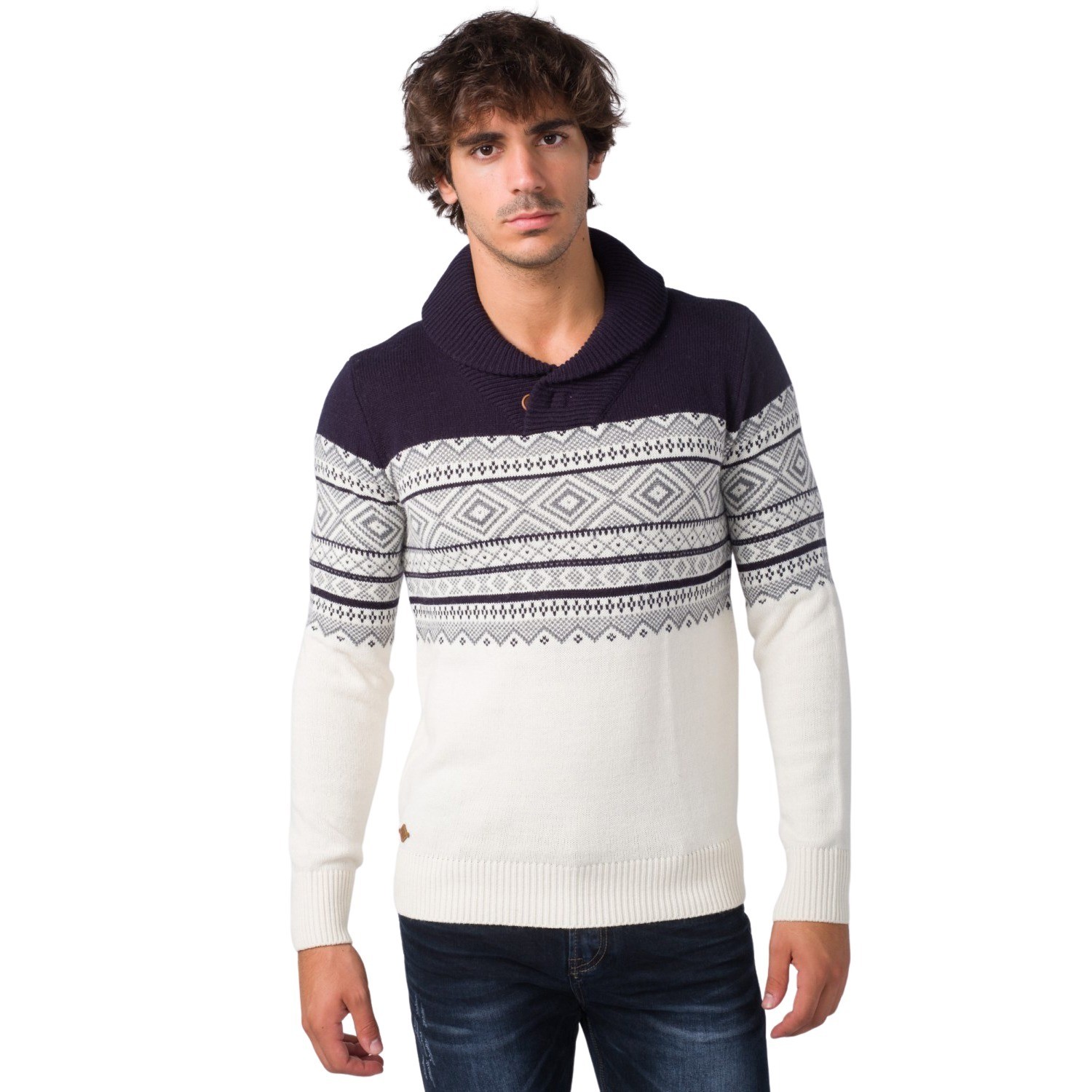 Jersey tricot jacquard cuello smoking