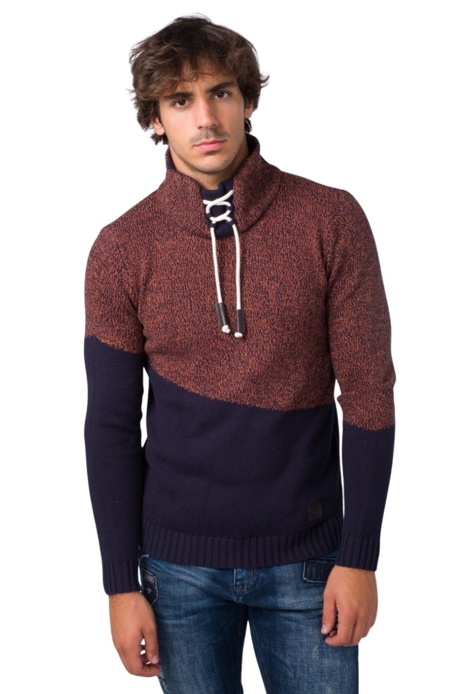 Jersey tricot cuello con cordon