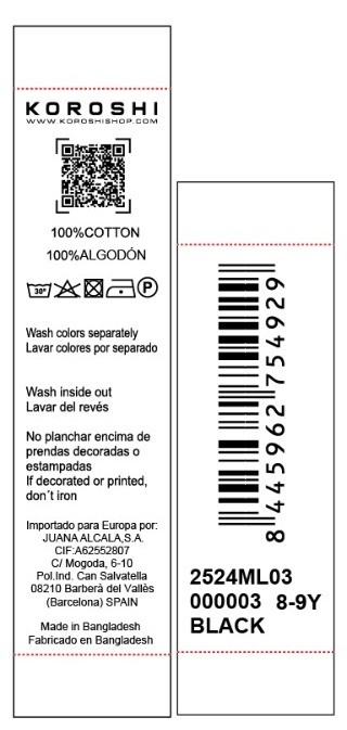 T-shirt garçon noir avec effet usé, col rond en bord-côte et manches longues. 100 % coton.