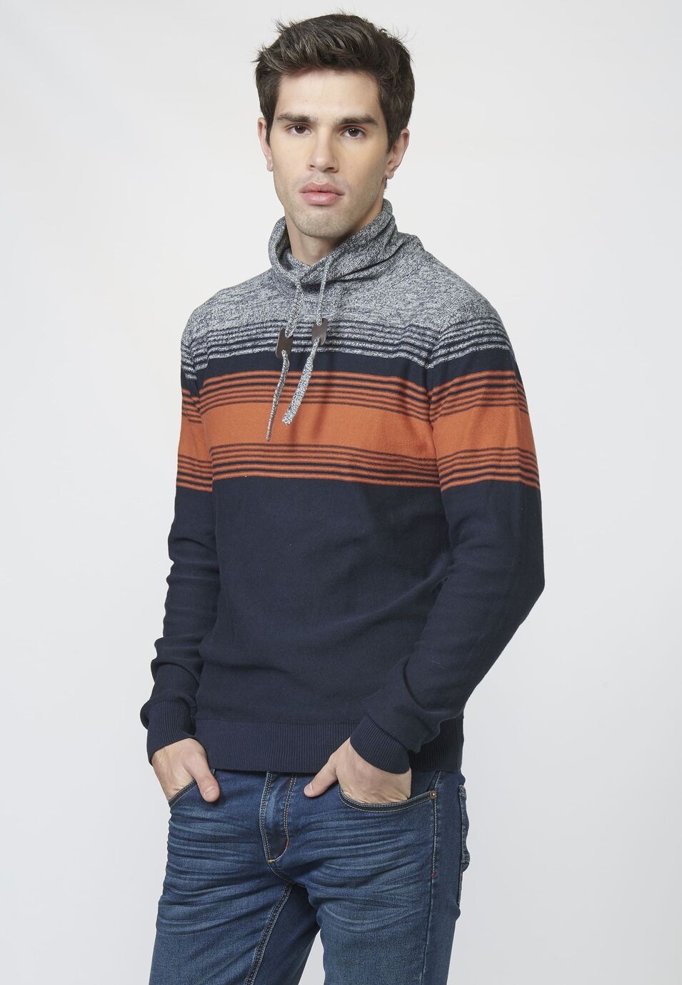 Jersey de punto de Algodón con Cuello Ajustable con Cordón para Hombre 5