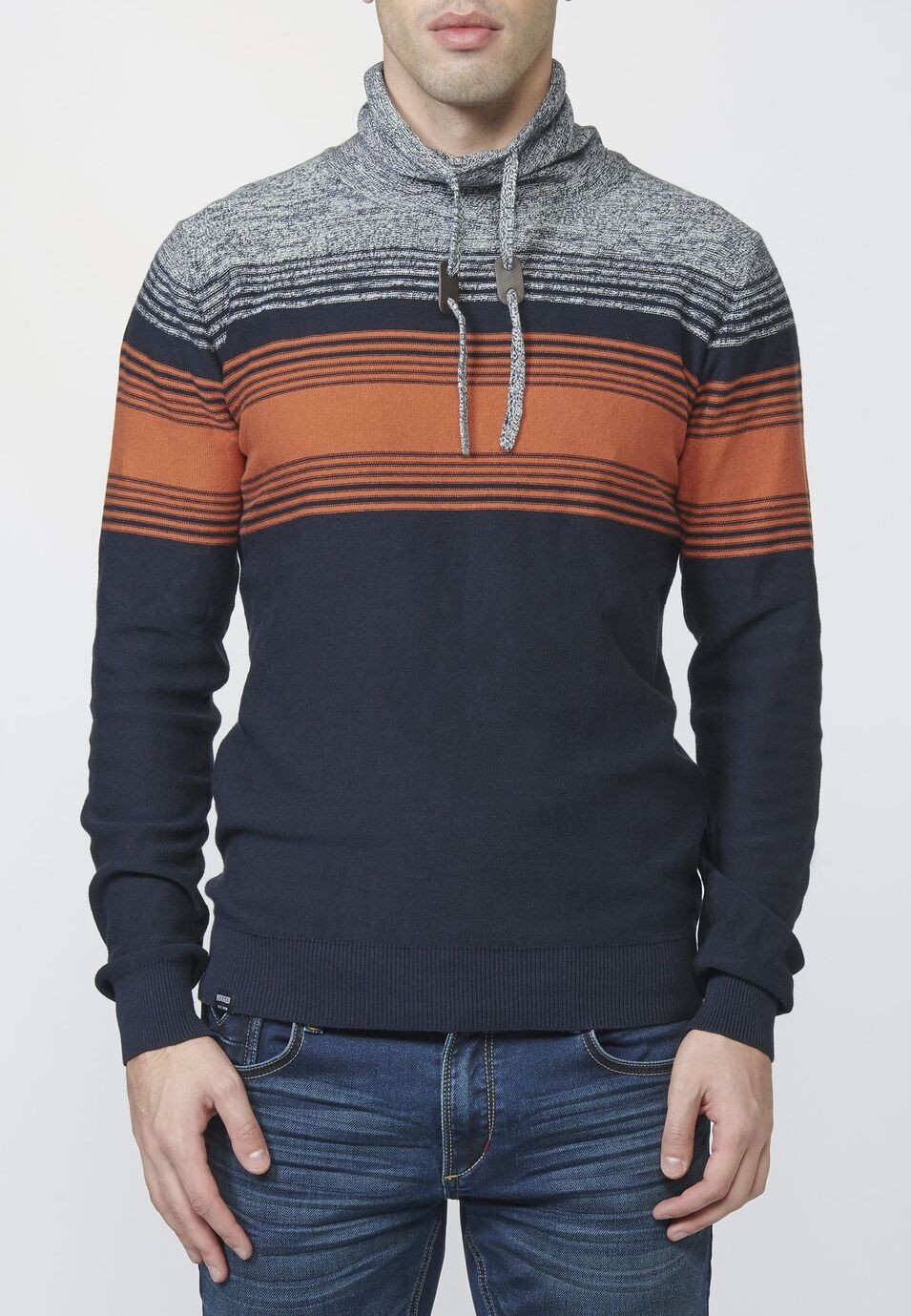 Jersey de punto de Algodón con Cuello Ajustable con Cordón para Hombre 2
