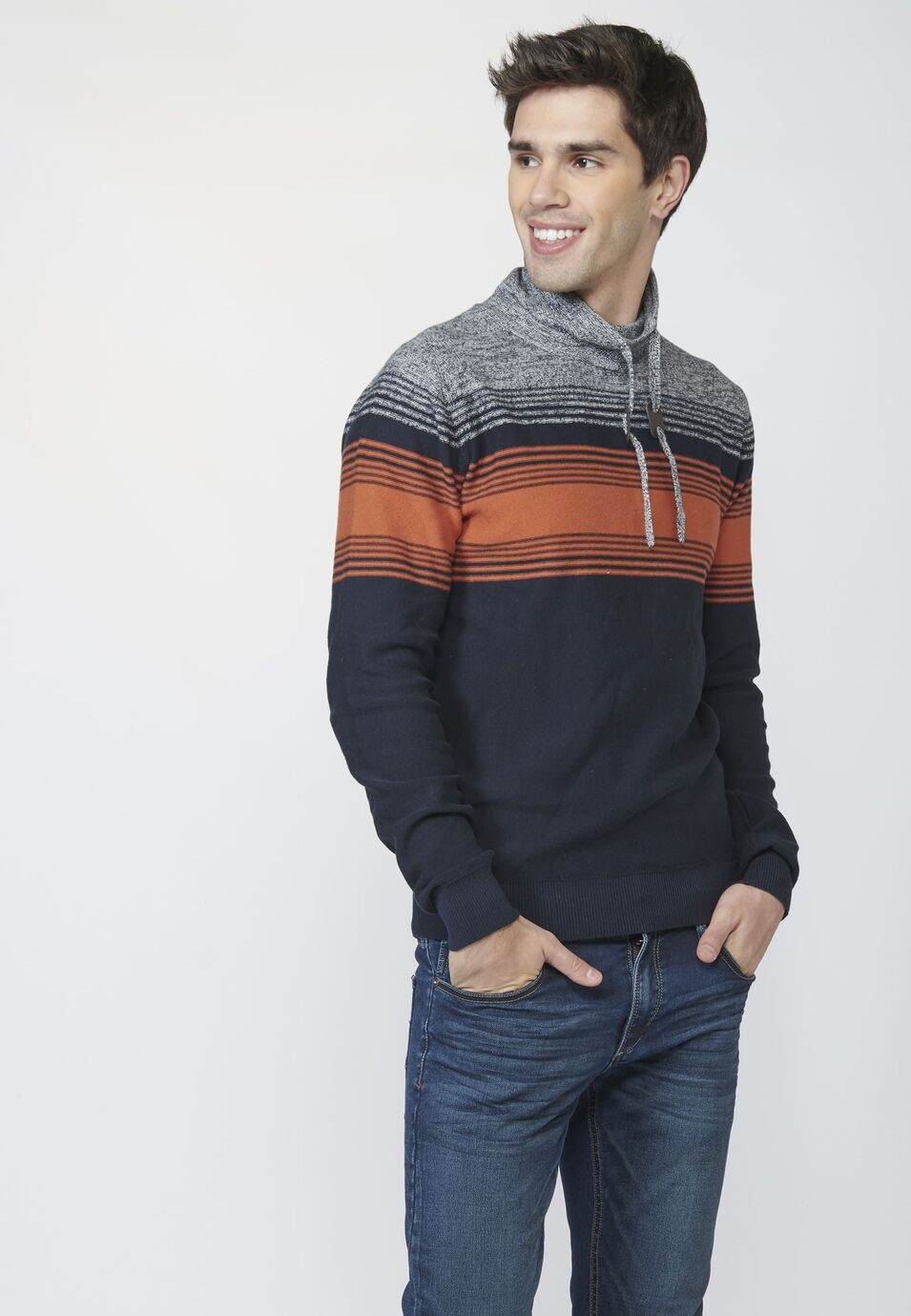 Jersey de punto de Algodón con Cuello Ajustable con Cordón para Hombre 4